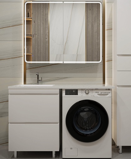 Stella Polare Мебель с раковиной под стиральную машину Мадлен Памелла 120 L белая – фото-1